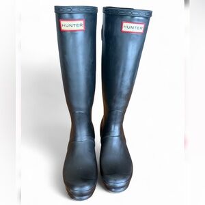 Hunter Black Tall Rubber Rain Boots